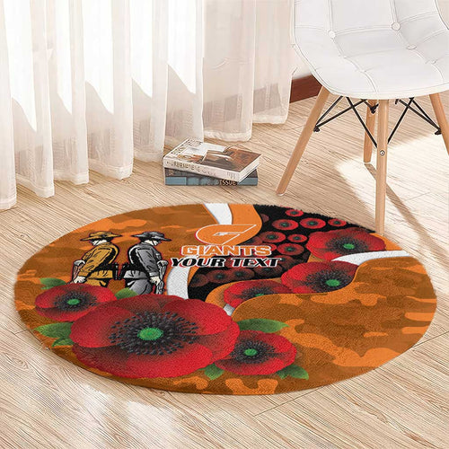 Greater Giants ANZAC Personalised Round Carpet Lest We Forget Poppy Camo
