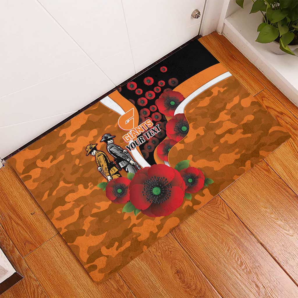 Greater Giants ANZAC Personalised Rubber Doormat Lest We Forget Poppy Camo