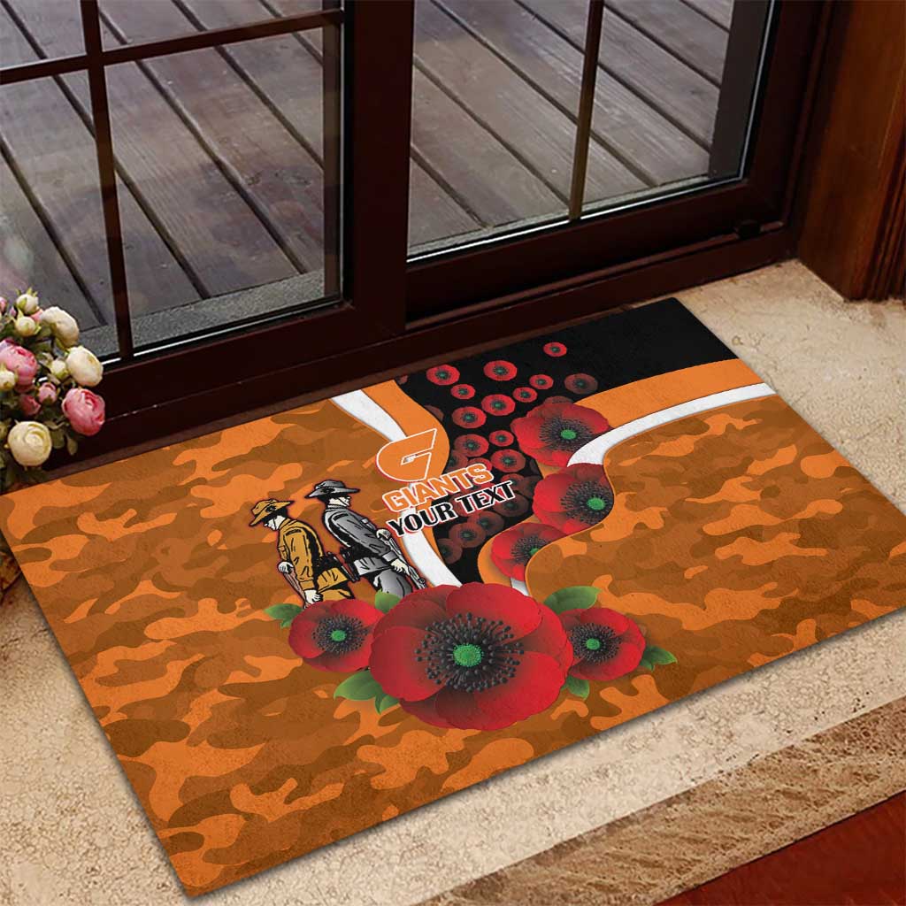 Greater Giants ANZAC Personalised Rubber Doormat Lest We Forget Poppy Camo