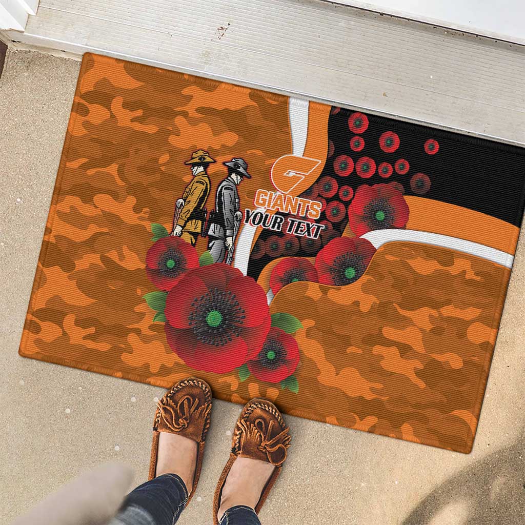 Greater Giants ANZAC Personalised Rubber Doormat Lest We Forget Poppy Camo