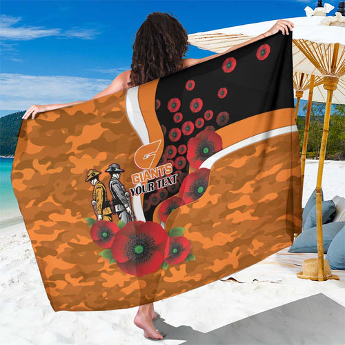 Greater Giants ANZAC Personalised Sarong Lest We Forget Poppy Camo