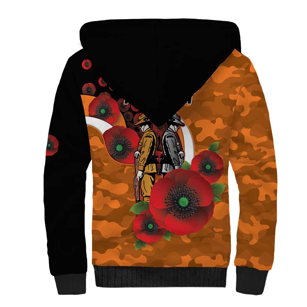 Greater Giants ANZAC Personalised Sherpa Hoodie Lest We Forget Poppy Camo