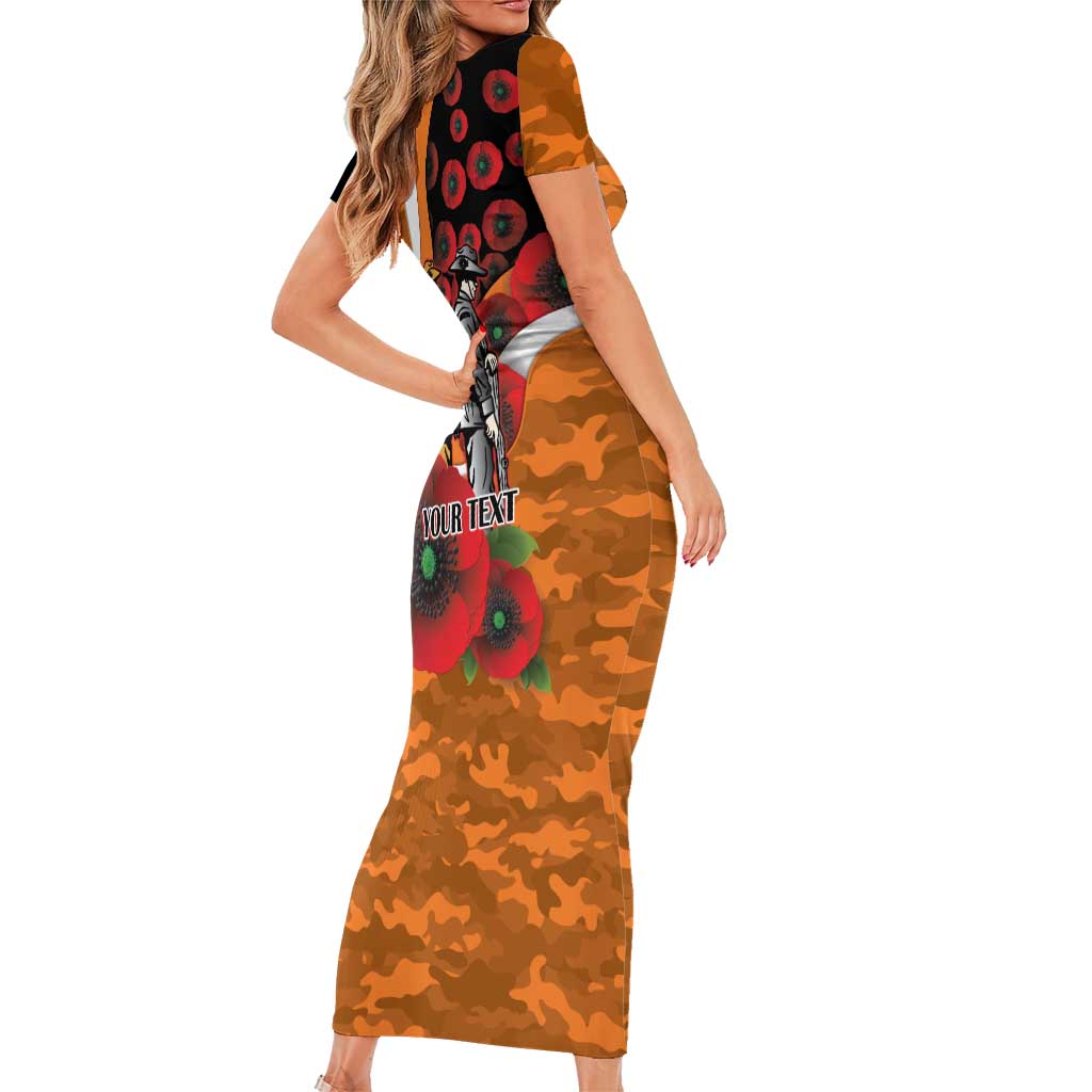 Greater Giants ANZAC Personalised Short Sleeve Bodycon Dress Lest We Forget Poppy Camo