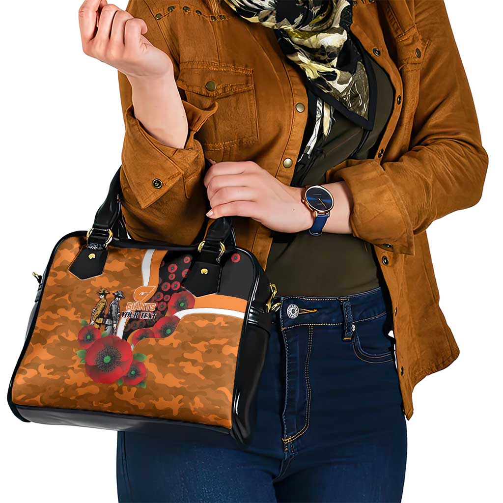 Greater Giants ANZAC Personalised Shoulder Handbag Lest We Forget Poppy Camo