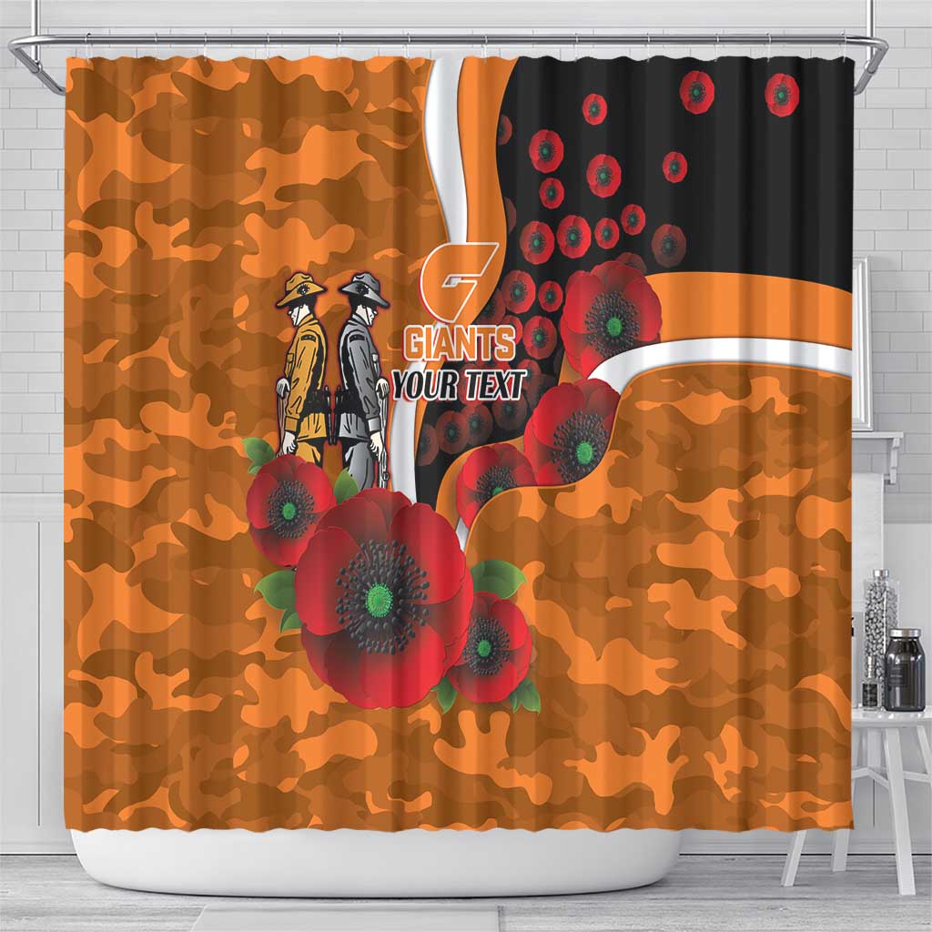 Greater Giants ANZAC Personalised Shower Curtain Lest We Forget Poppy Camo