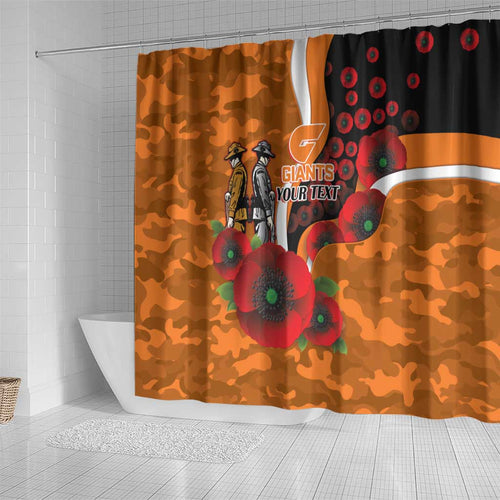 Greater Giants ANZAC Personalised Shower Curtain Lest We Forget Poppy Camo