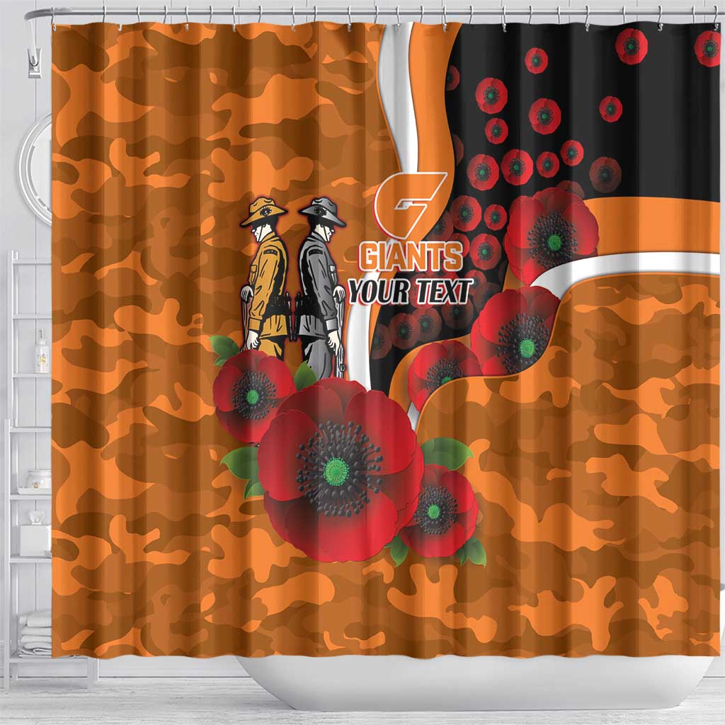 Greater Giants ANZAC Personalised Shower Curtain Lest We Forget Poppy Camo