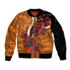 Greater Giants ANZAC Personalised Sleeve Zip Bomber Jacket Lest We Forget Poppy Camo