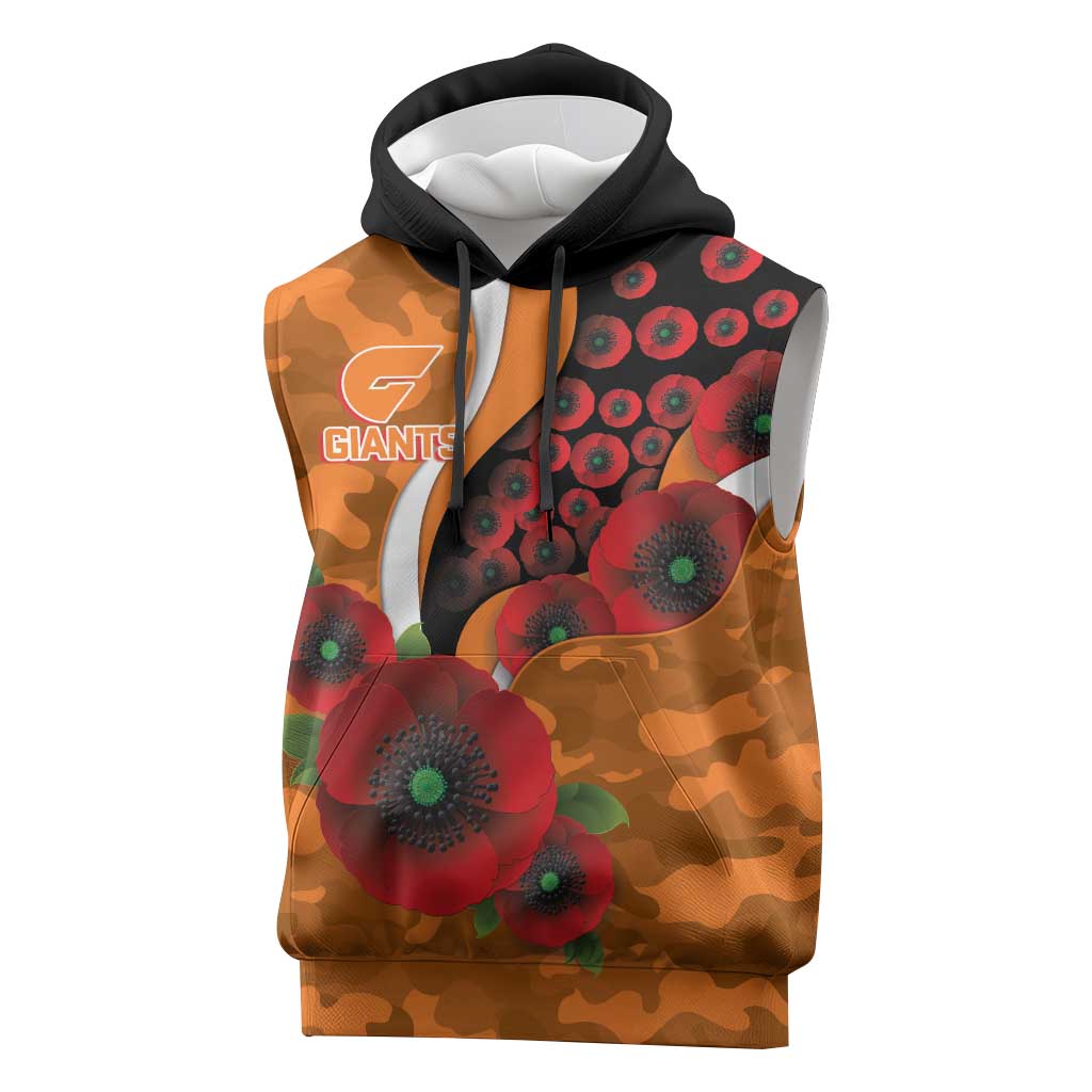 Greater Giants ANZAC Personalised Sleeveless Hoodie Lest We Forget Poppy Camo