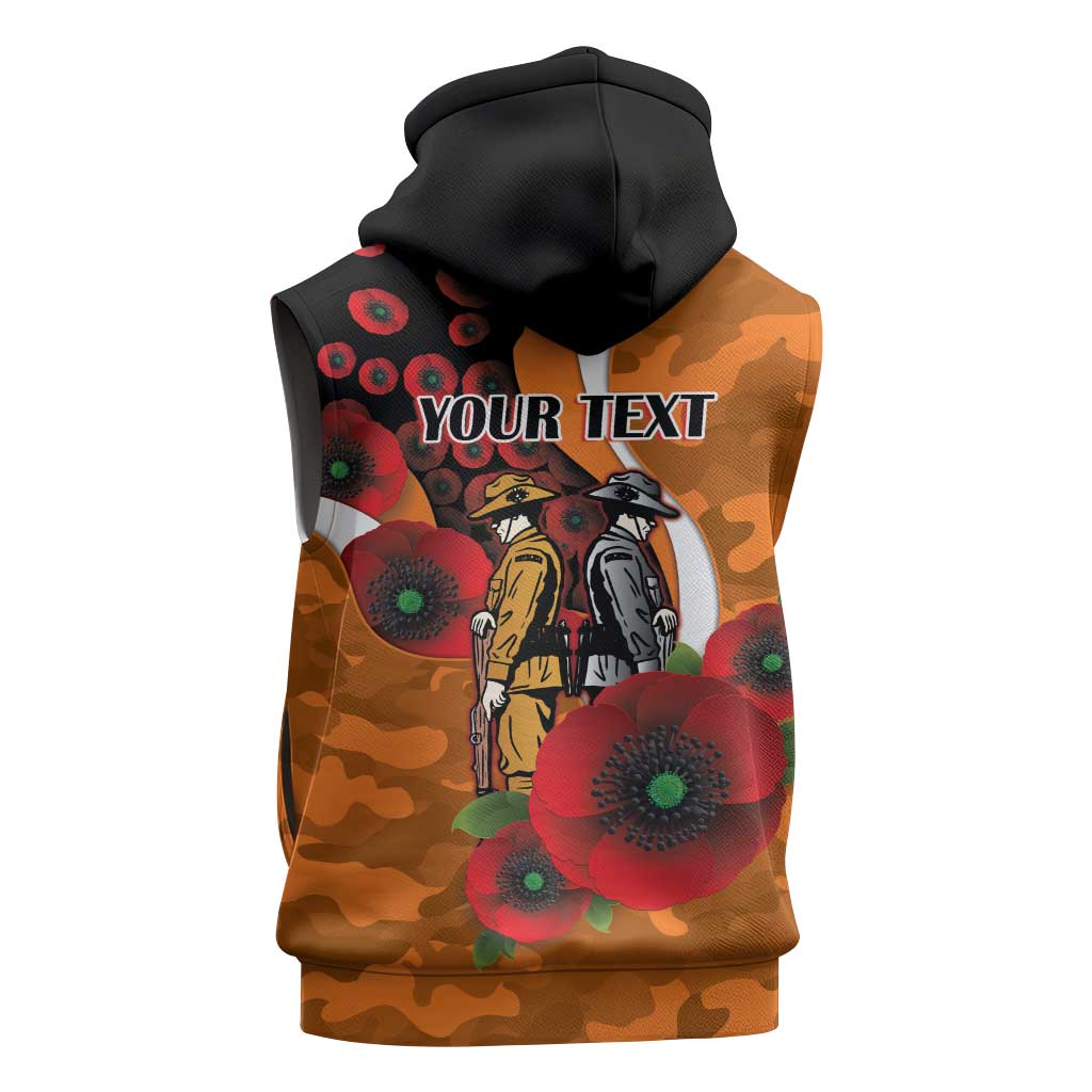 Greater Giants ANZAC Personalised Sleeveless Hoodie Lest We Forget Poppy Camo