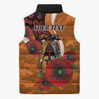 Greater Giants ANZAC Personalised Sleeveless Puffer Jacket Lest We Forget Poppy Camo