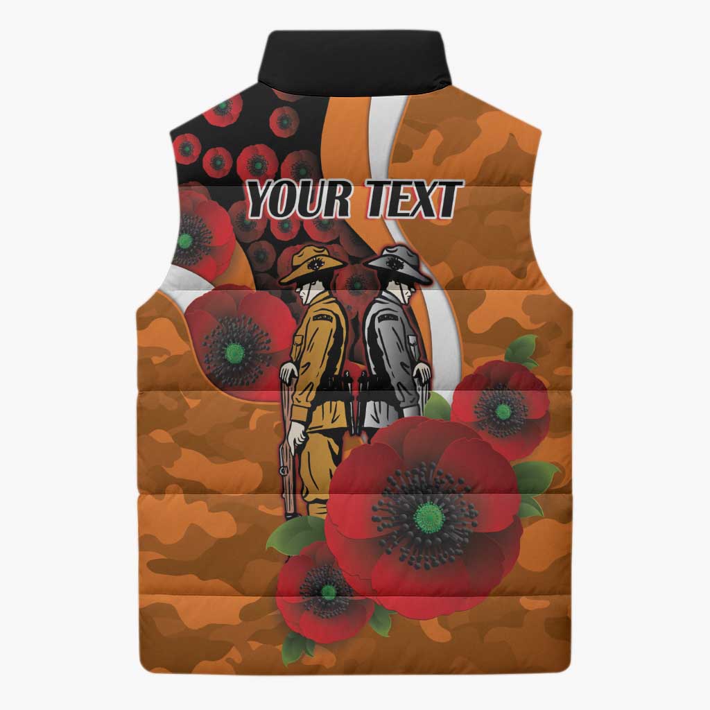 Greater Giants ANZAC Personalised Sleeveless Puffer Jacket Lest We Forget Poppy Camo