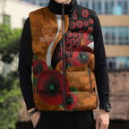 Greater Giants ANZAC Personalised Sleeveless Puffer Jacket Lest We Forget Poppy Camo