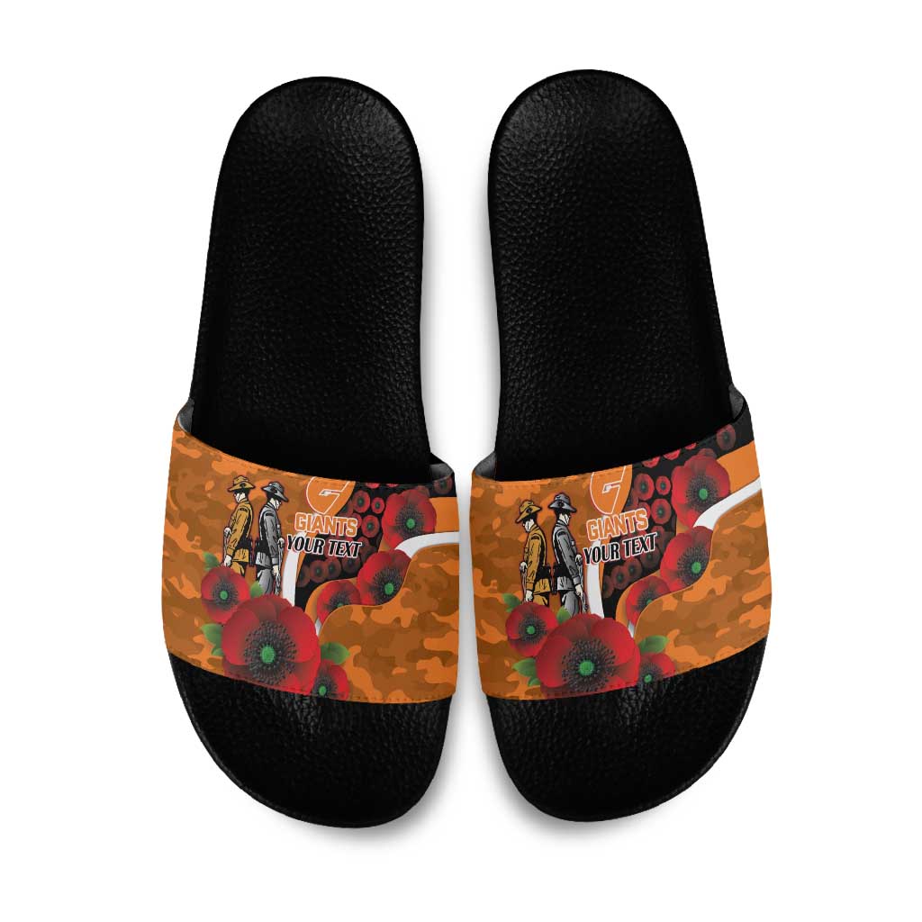 Greater Giants ANZAC Personalised Slide Sandals Lest We Forget Poppy Camo