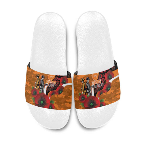 Greater Giants ANZAC Personalised Slide Sandals Lest We Forget Poppy Camo