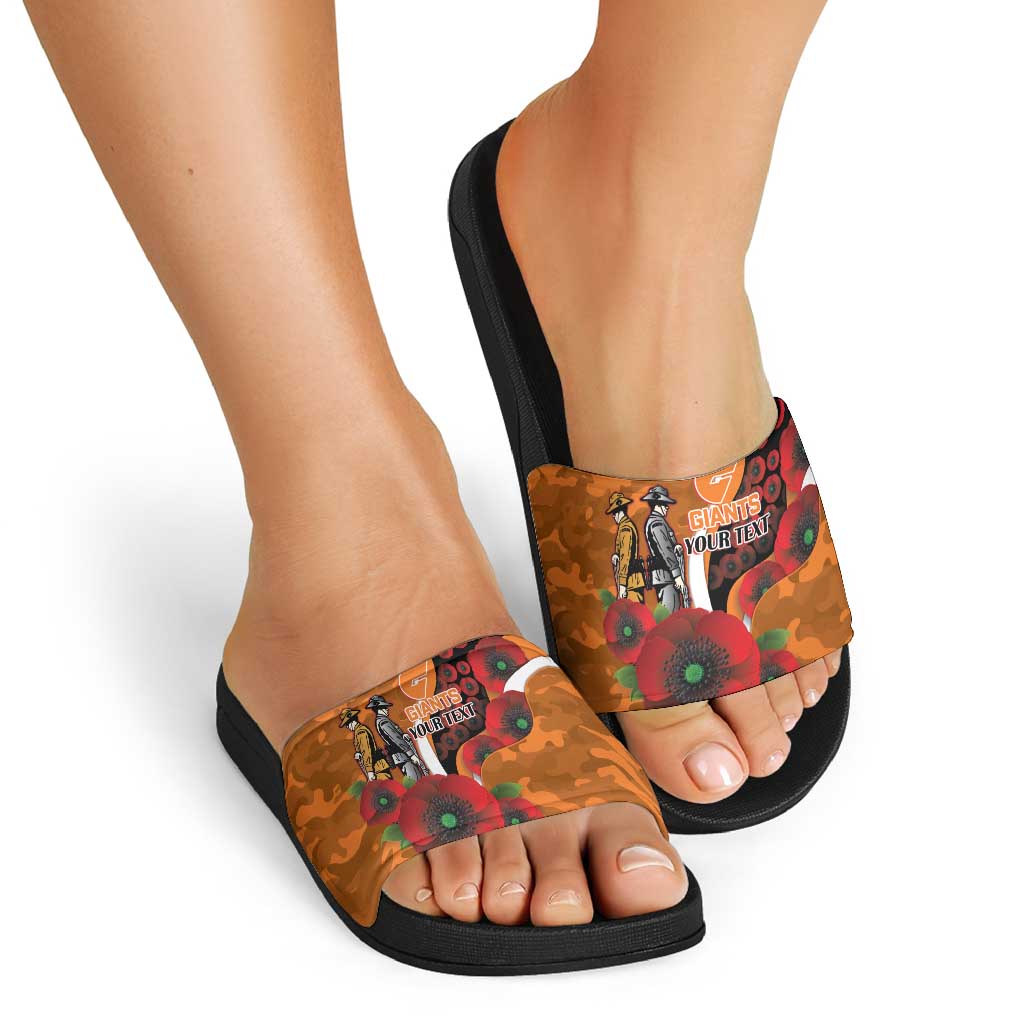 Greater Giants ANZAC Personalised Slide Sandals Lest We Forget Poppy Camo