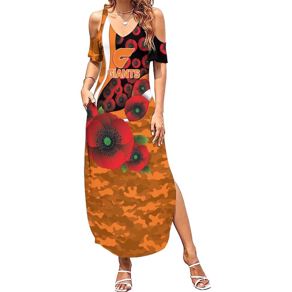 Greater Giants ANZAC Personalised Summer Maxi Dress Lest We Forget Poppy Camo