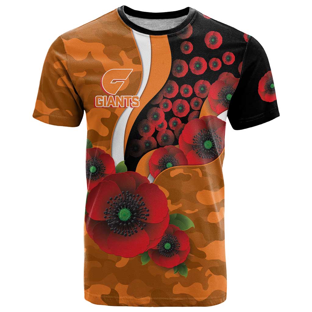 Greater Giants ANZAC Personalised T Shirt Lest We Forget Poppy Camo