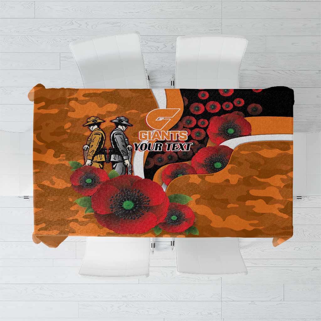 Greater Giants ANZAC Personalised Tablecloth Lest We Forget Poppy Camo