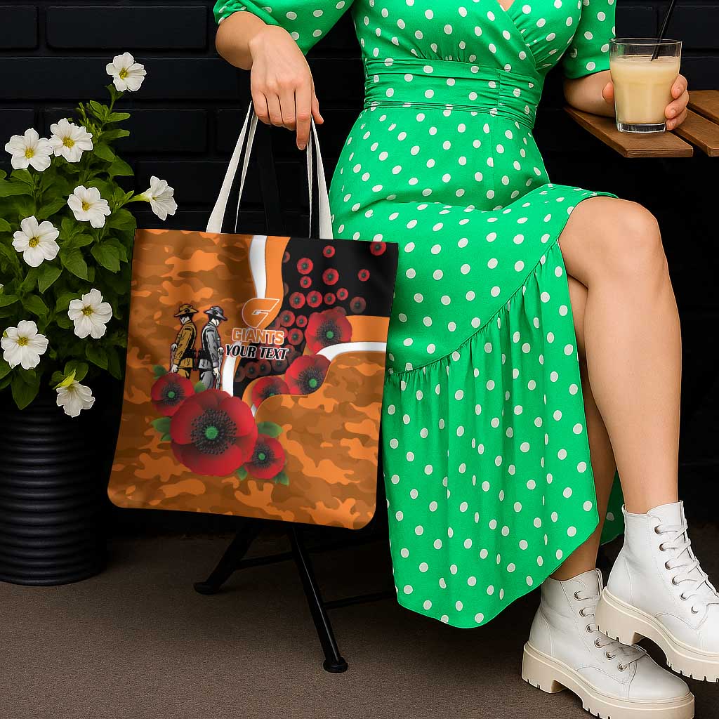 Greater Giants ANZAC Personalised Tote Bag Lest We Forget Poppy Camo
