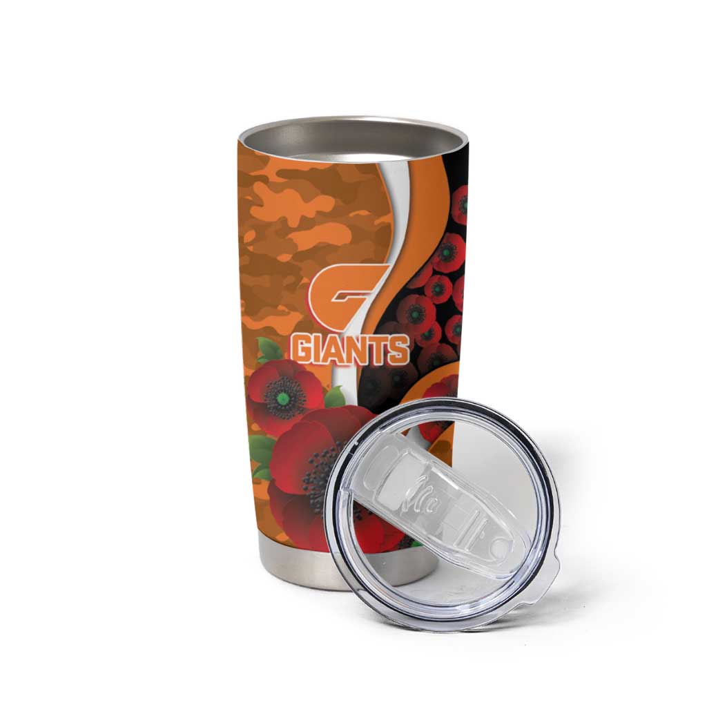 Greater Giants ANZAC Personalised Tumbler Cup Lest We Forget Poppy Camo
