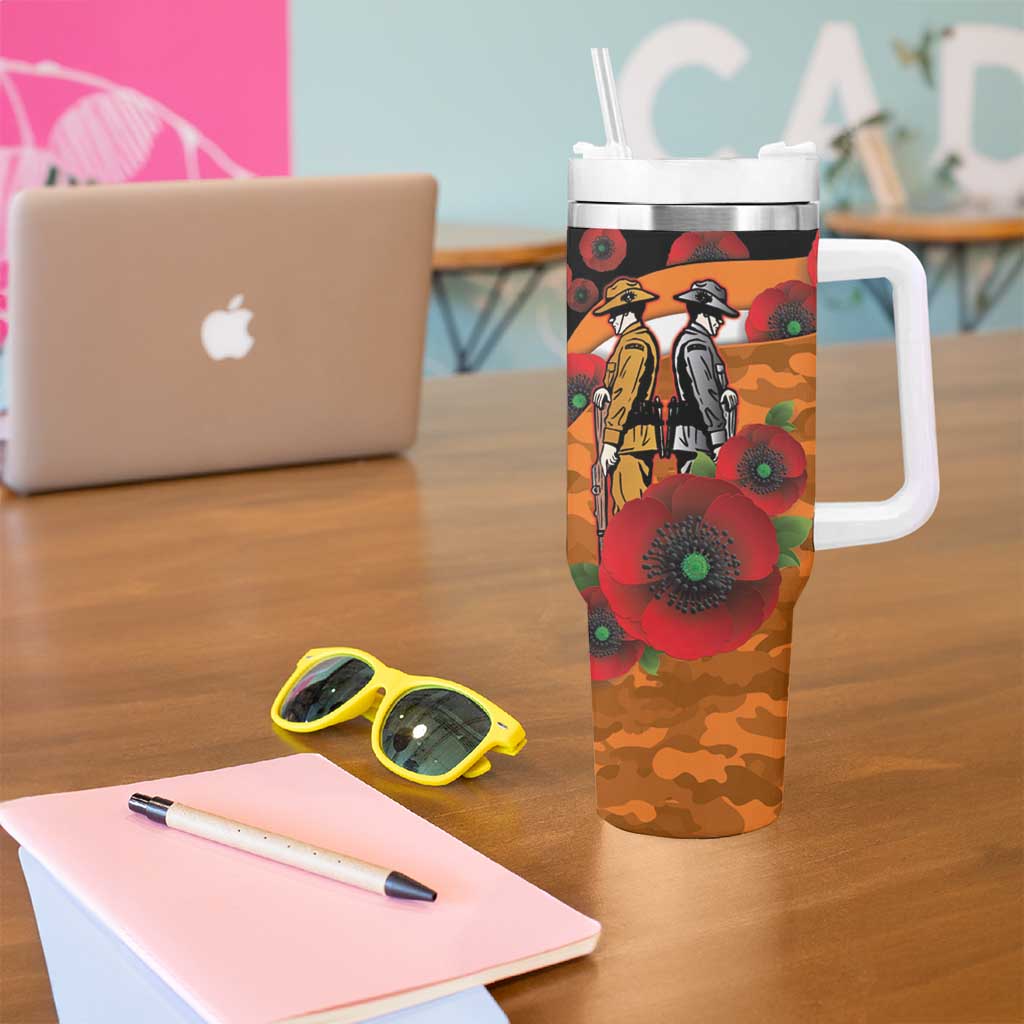 Greater Giants ANZAC Personalised Tumbler With Handle Lest We Forget Poppy Camo