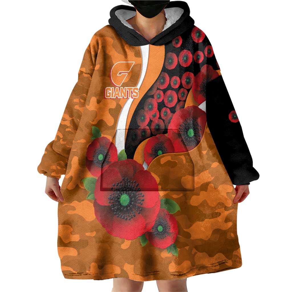 Greater Giants ANZAC Personalised Wearable Blanket Hoodie Lest We Forget Poppy Camo