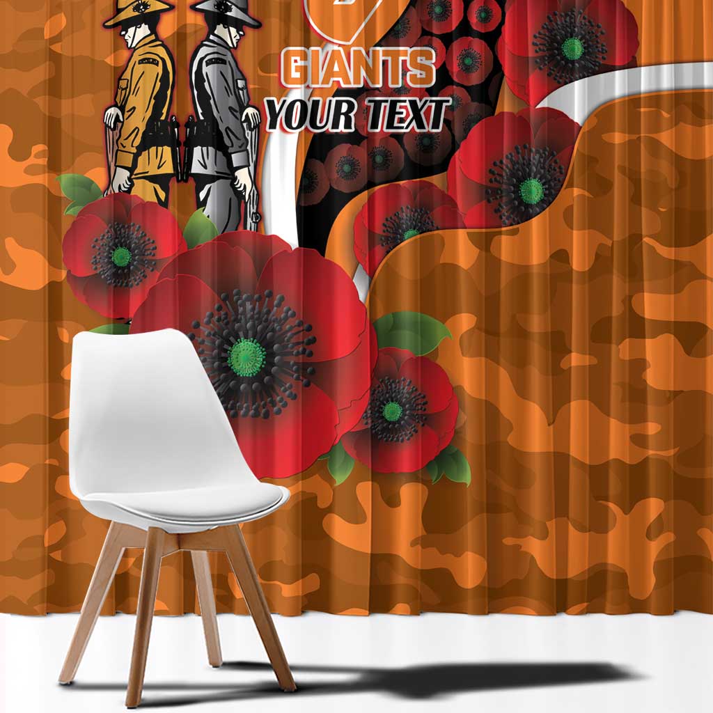 Greater Giants ANZAC Personalised Window Curtain Lest We Forget Poppy Camo