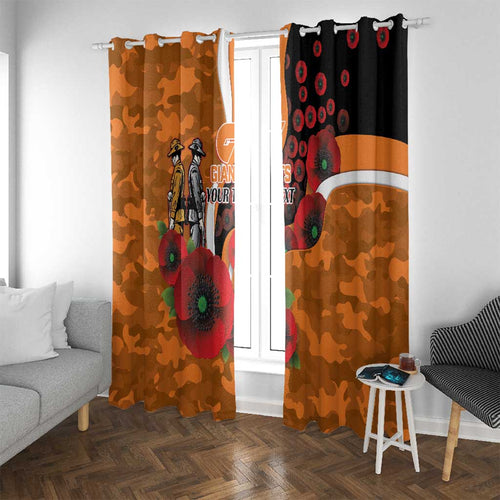 Greater Giants ANZAC Personalised Window Curtain Lest We Forget Poppy Camo