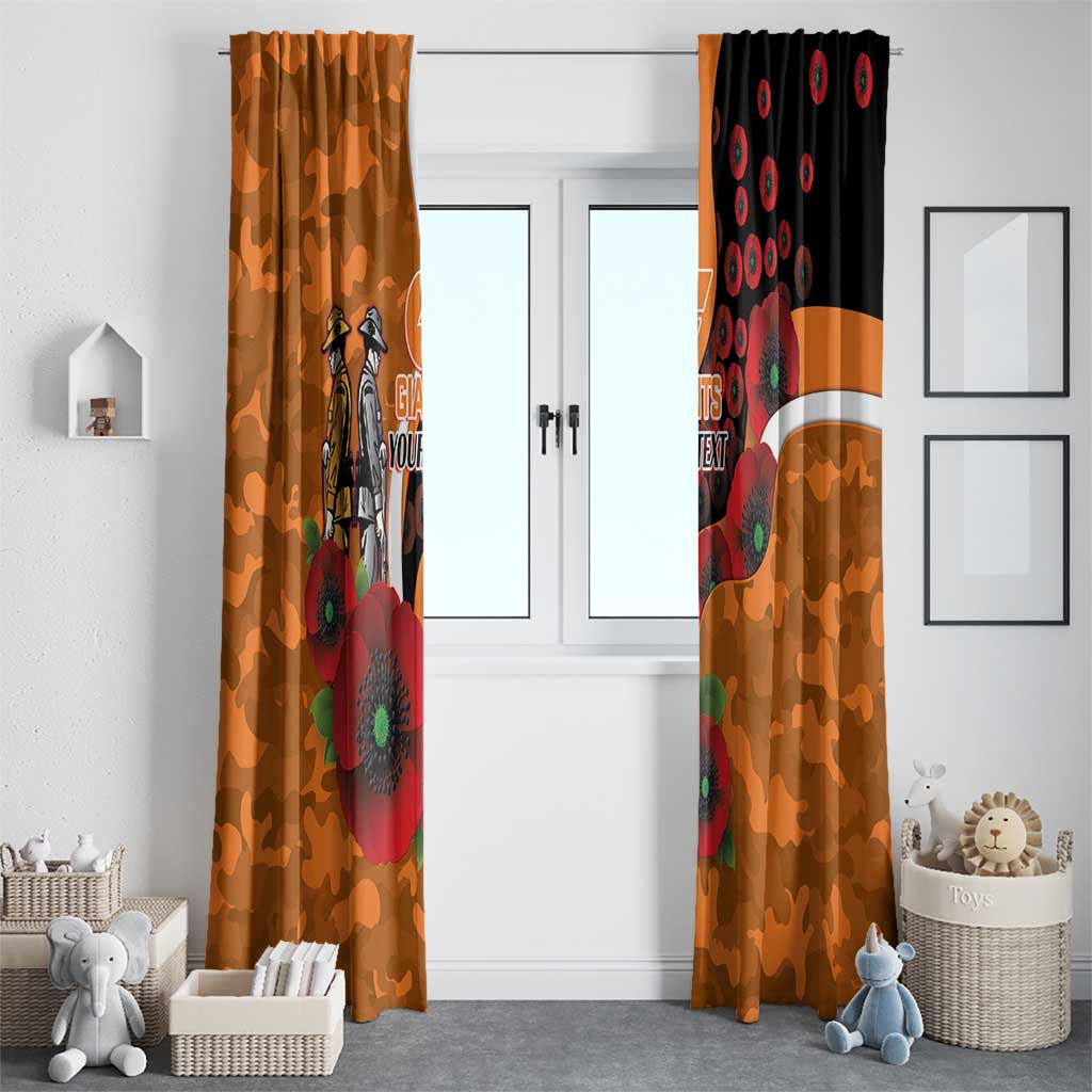 Greater Giants ANZAC Personalised Window Curtain Lest We Forget Poppy Camo