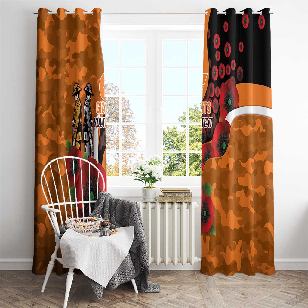 Greater Giants ANZAC Personalised Window Curtain Lest We Forget Poppy Camo