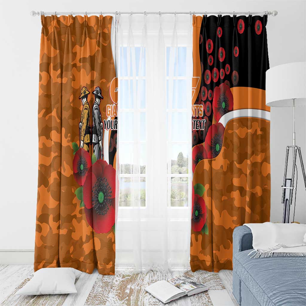Greater Giants ANZAC Personalised Window Curtain Lest We Forget Poppy Camo