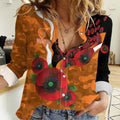 Greater Giants ANZAC Personalised Women Casual Shirt Lest We Forget Poppy Camo