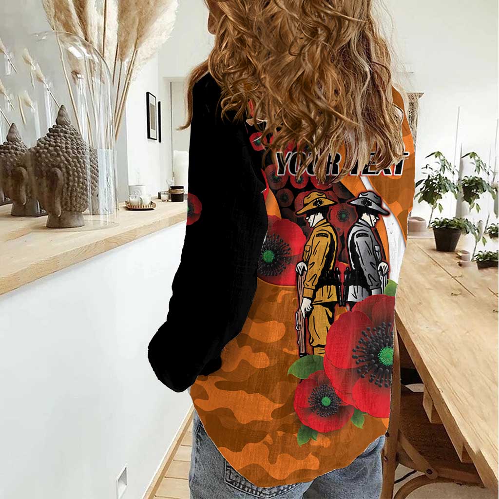 Greater Giants ANZAC Personalised Women Casual Shirt Lest We Forget Poppy Camo