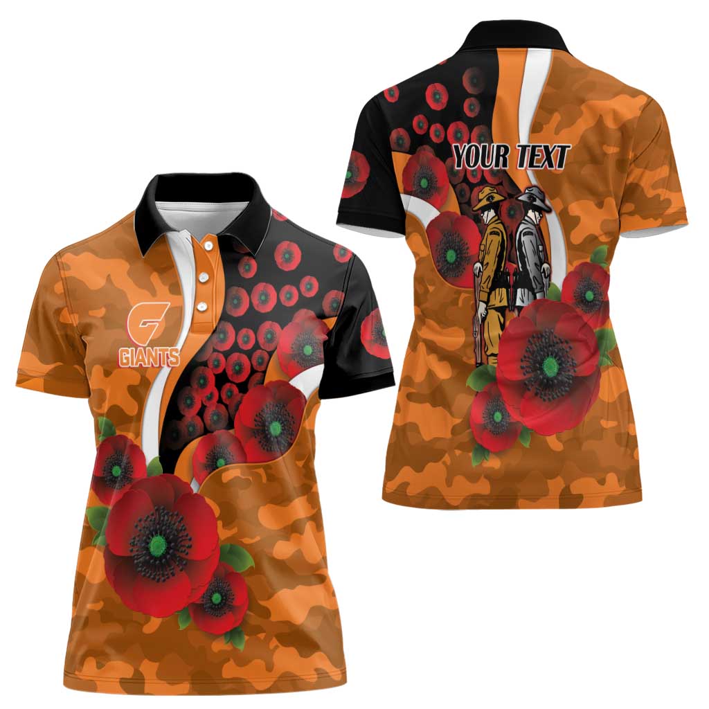 Greater Giants ANZAC Personalised Women Polo Shirt Lest We Forget Poppy Camo