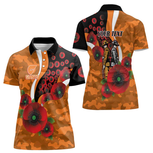 Greater Giants ANZAC Personalised Women Polo Shirt Lest We Forget Poppy Camo