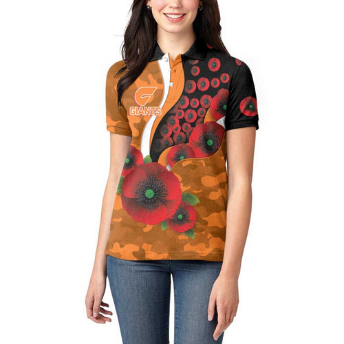 Greater Giants ANZAC Personalised Women Polo Shirt Lest We Forget Poppy Camo