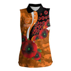 Greater Giants ANZAC Personalised Women Sleeveless Polo Shirt Lest We Forget Poppy Camo