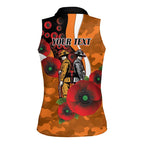 Greater Giants ANZAC Personalised Women Sleeveless Polo Shirt Lest We Forget Poppy Camo
