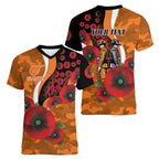Greater Giants ANZAC Personalised Women V-Neck T-Shirt Lest We Forget Poppy Camo