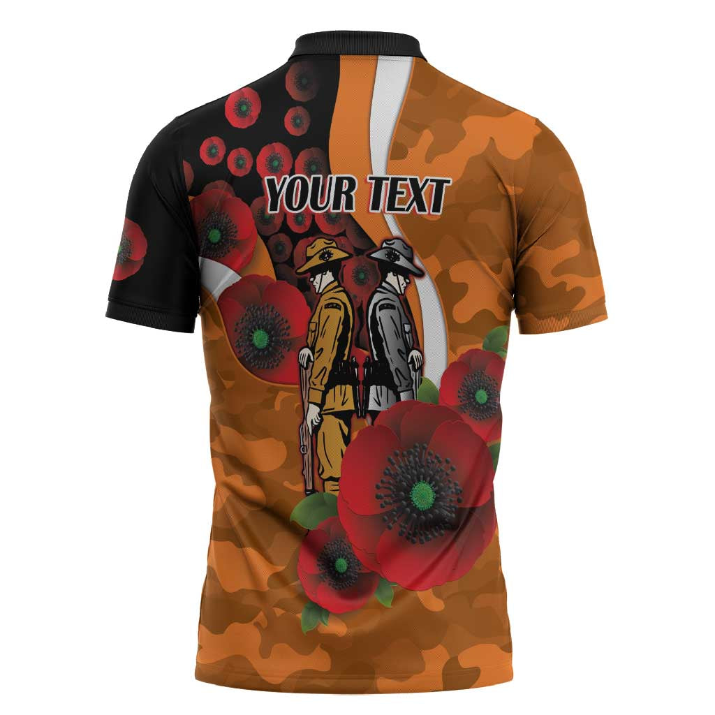 Greater Giants ANZAC Personalised Zipper Polo Shirt Lest We Forget Poppy Camo
