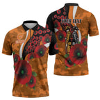 Greater Giants ANZAC Personalised Zipper Polo Shirt Lest We Forget Poppy Camo