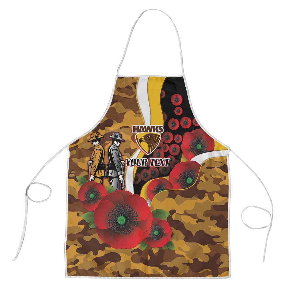 Hawthorn Hawks ANZAC Personalised Apron Lest We Forget Poppy Camo