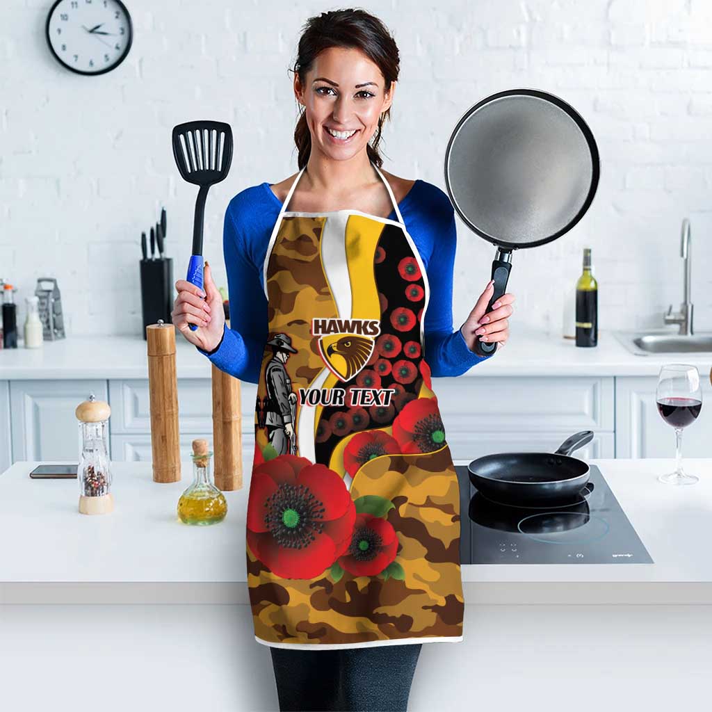 Hawthorn Hawks ANZAC Personalised Apron Lest We Forget Poppy Camo