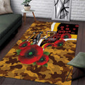 Hawthorn Hawks ANZAC Personalised Area Rug Lest We Forget Poppy Camo
