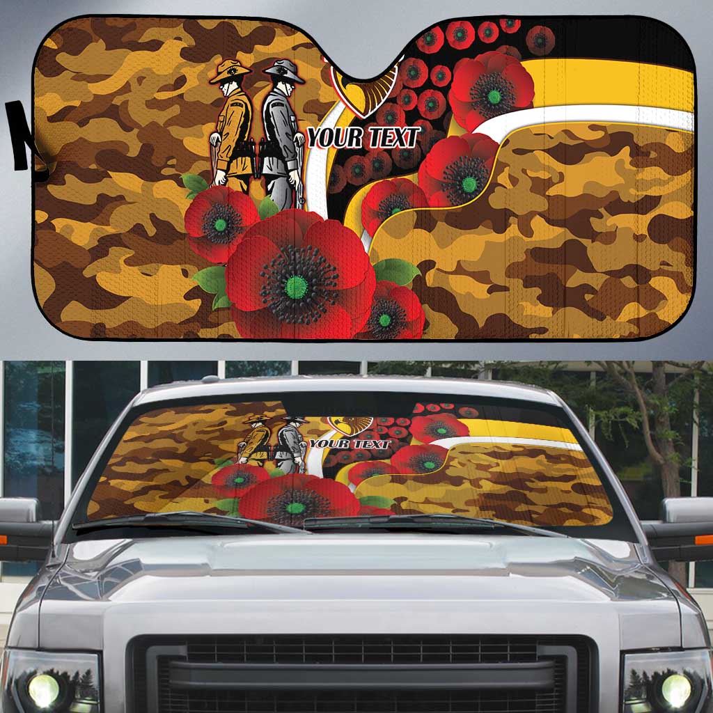 Hawthorn Hawks ANZAC Personalised Auto Sun Shade Lest We Forget Poppy Camo