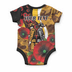 Hawthorn Hawks ANZAC Personalised Baby Onesie Lest We Forget Poppy Camo