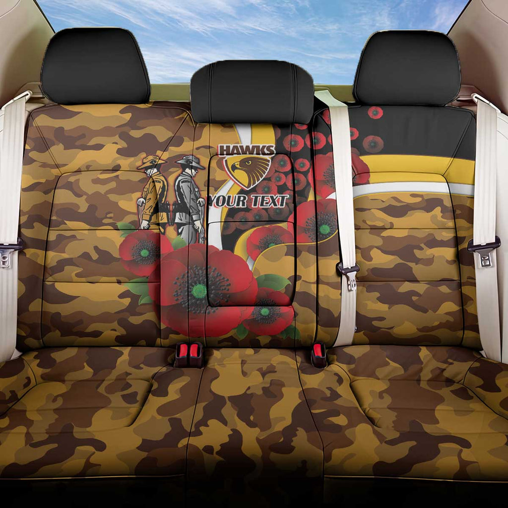 Hawthorn Hawks ANZAC Personalised Back Car Seat Cover Lest We Forget Poppy Camo