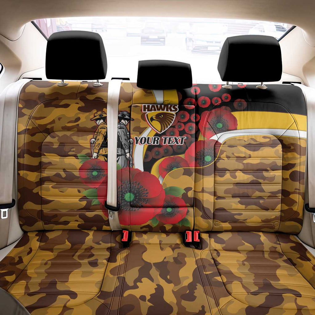 Hawthorn Hawks ANZAC Personalised Back Car Seat Cover Lest We Forget Poppy Camo