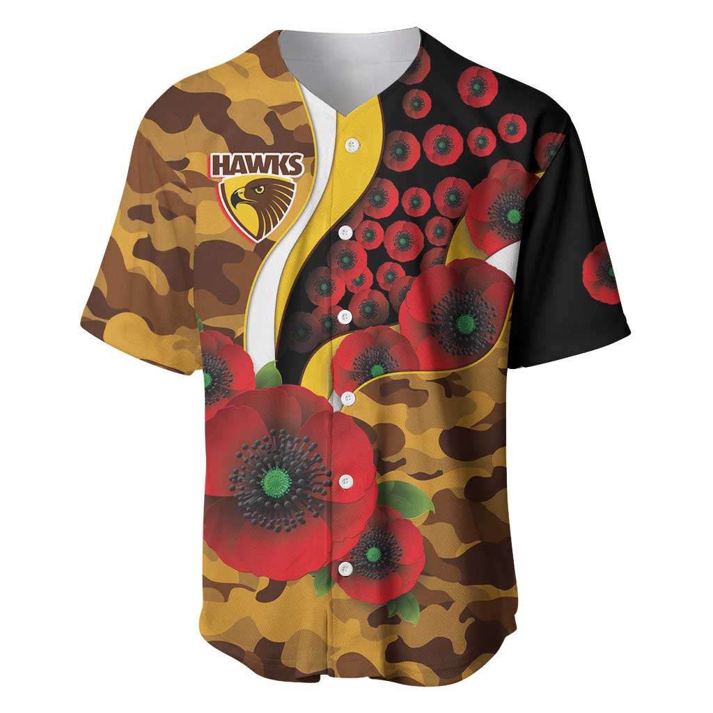 Hawthorn Hawks ANZAC Personalised Baseball Jersey Lest We Forget Poppy Camo